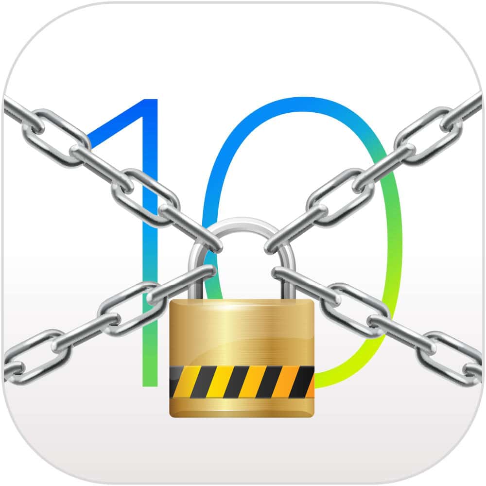 iOS 10 with lock and chain