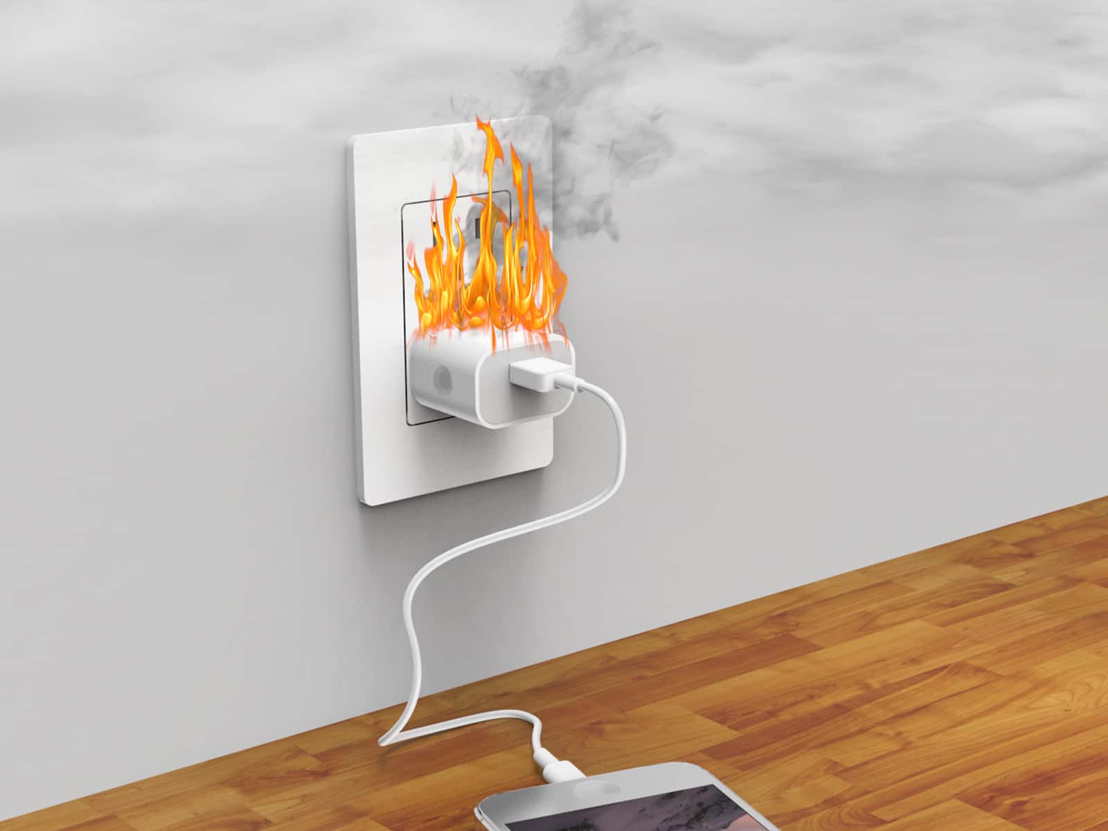 fake iphone charger fire