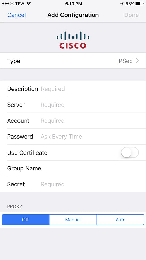 ipsec shared secret ipad vpn app