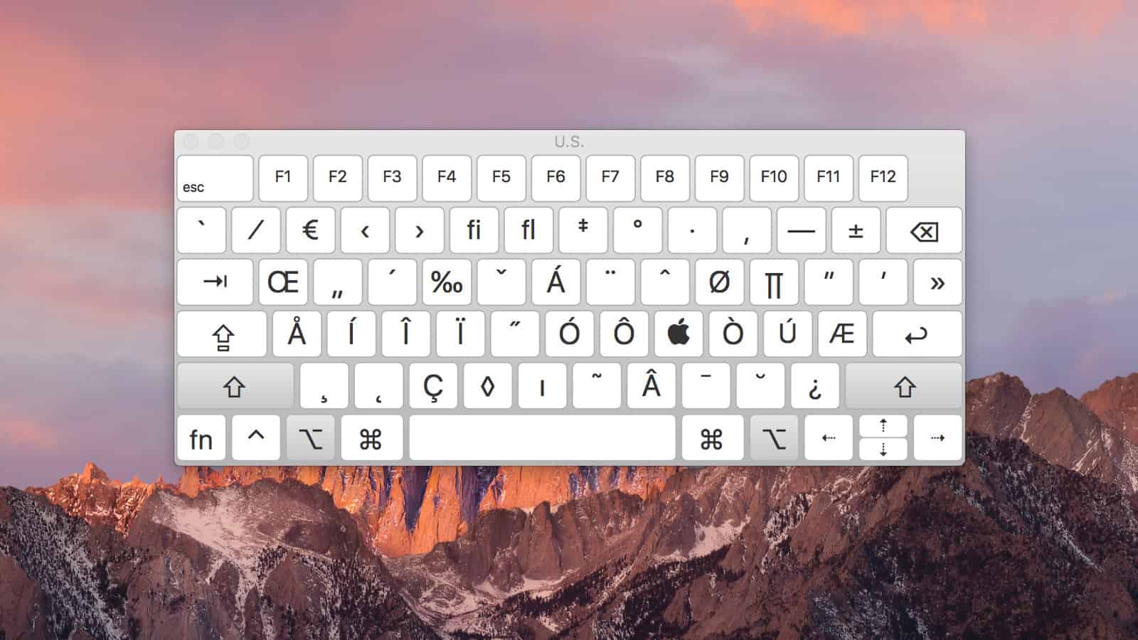 keyboard viewer modifiers sierra