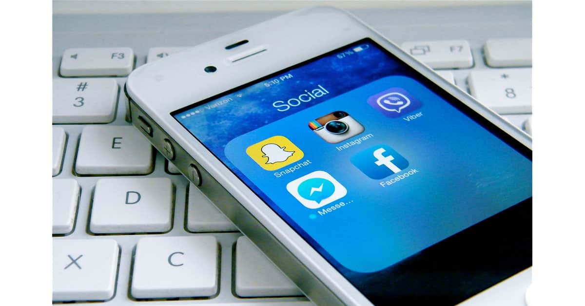 Social media apps on an iPhone