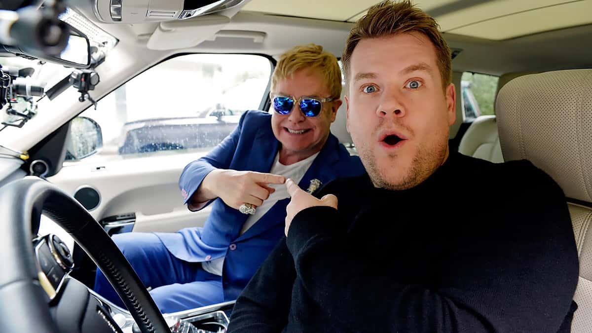 carpool karaoke James Corden with Elton John