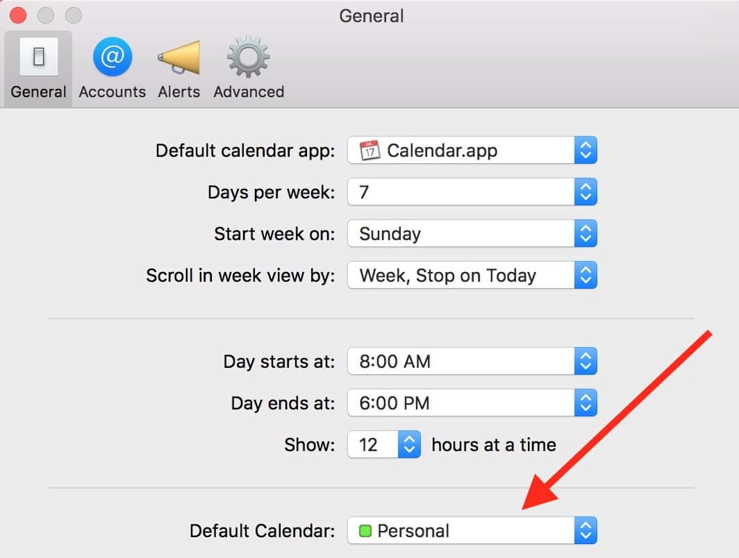 Calendar Preferences on the Mac