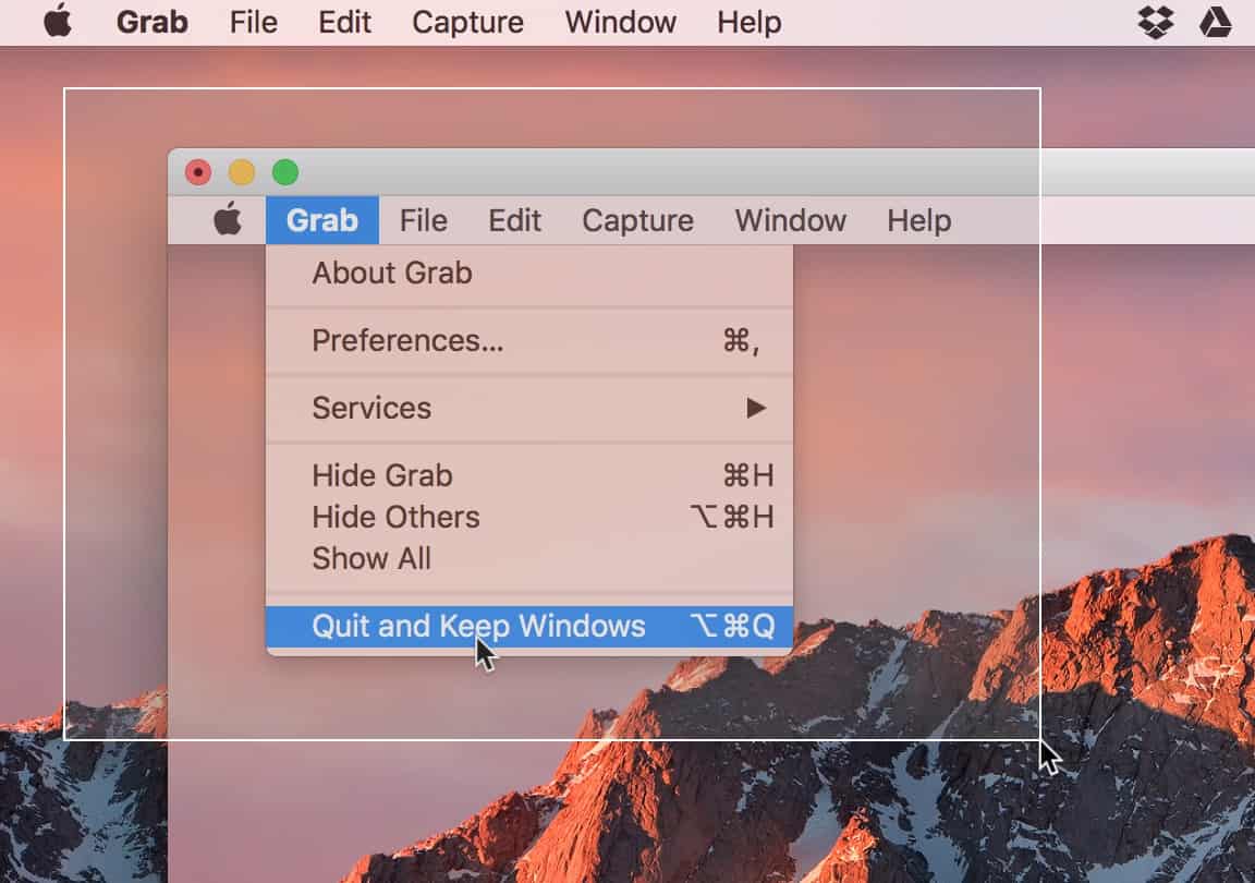 macOS Grab app going Inception with multiple screenshots