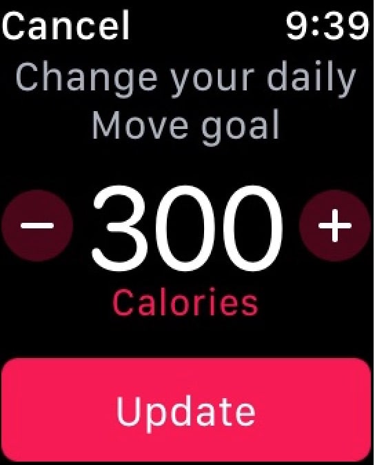 Update Move Goal in Apple Watch Activity app