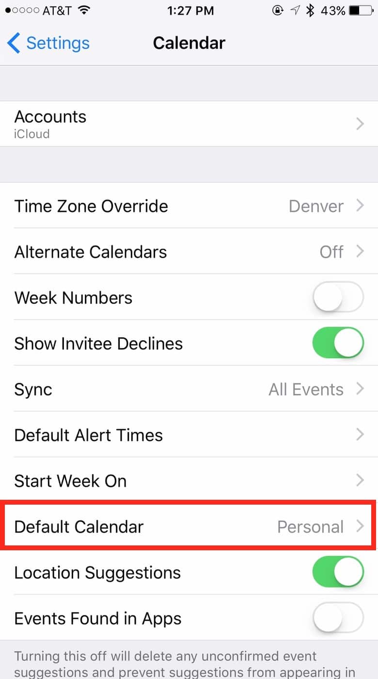 Calendar Preferences on the iPhone