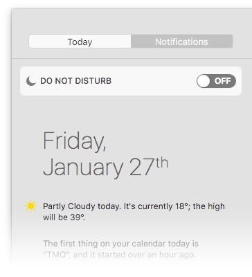 Manually activate Night Shift from the Notifications view on your Mac
