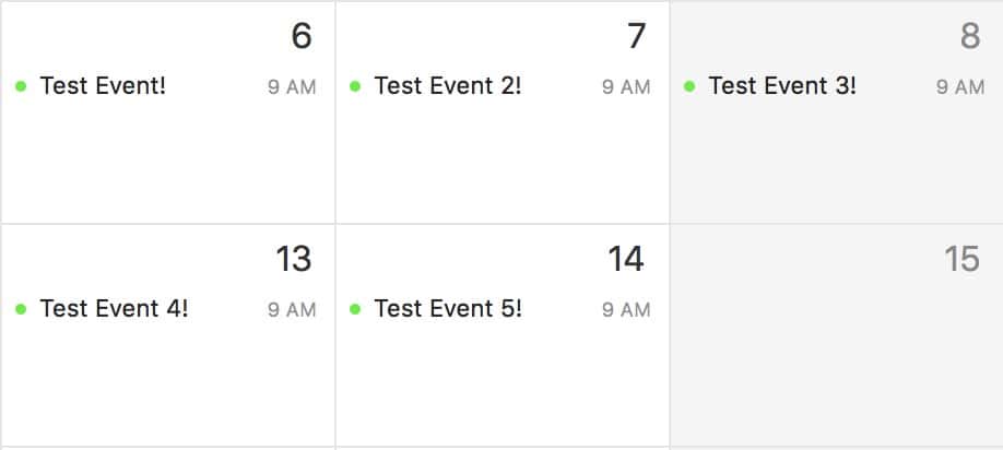 macOS Calendar selecting events
