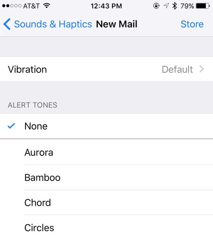 Disabling alert tones for New Mail the Sound & Haptics Settings