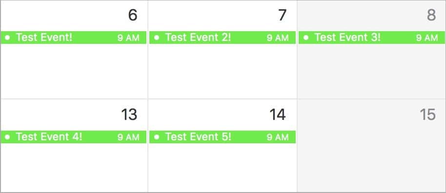 macOS Calendar selected events