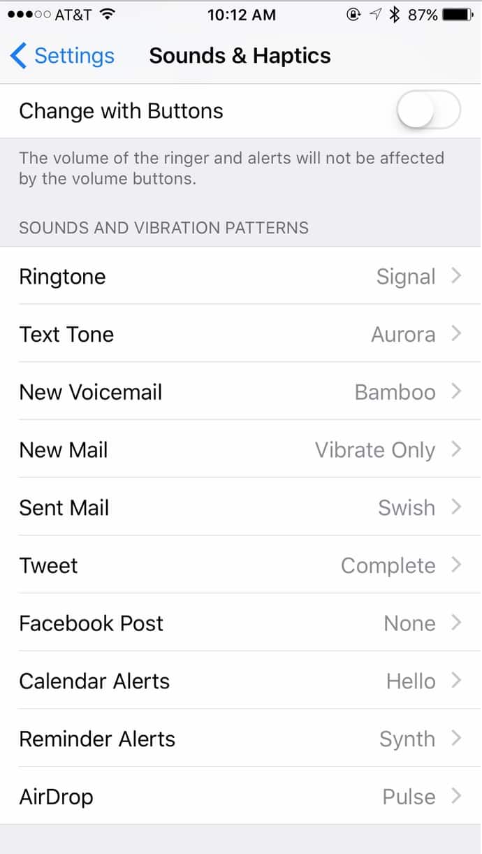 iPhone Sound & Haptics Sounds and Vibration Patterns list