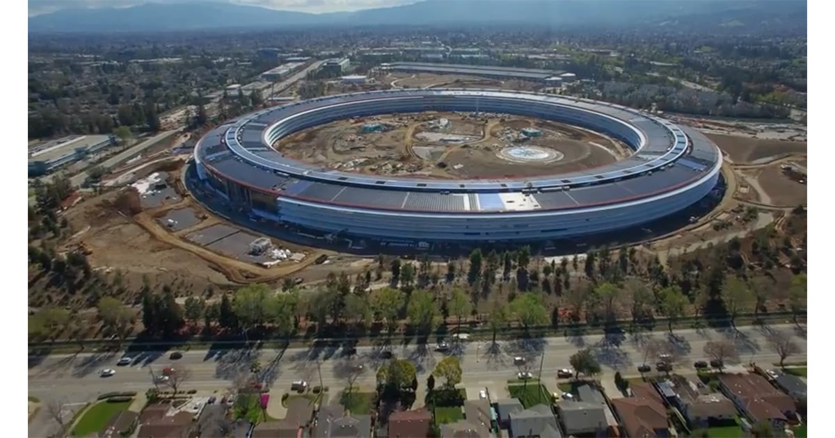 Drone footage shows nearly complete main building at Apple Park campus