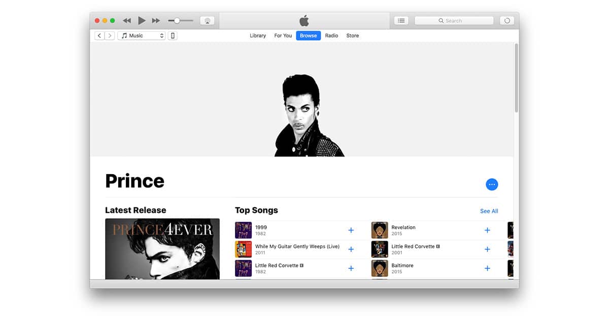 Prince streaming on Apple Music