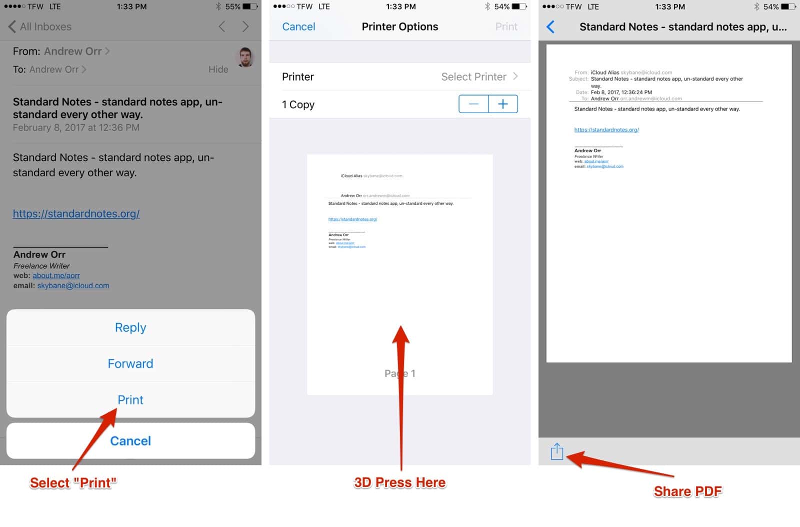 iOS: Easily Print To PDF Emails In Apple Mail