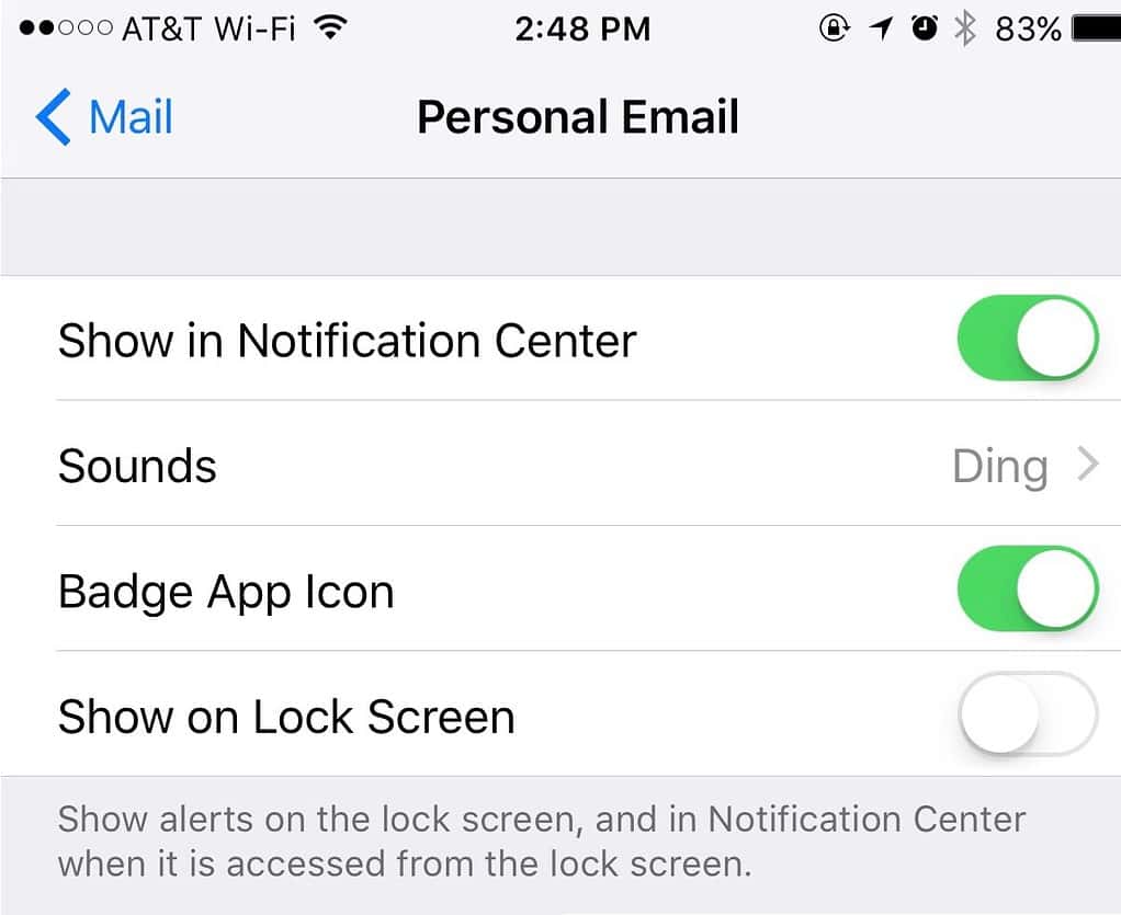 Setting your email notifications iOS