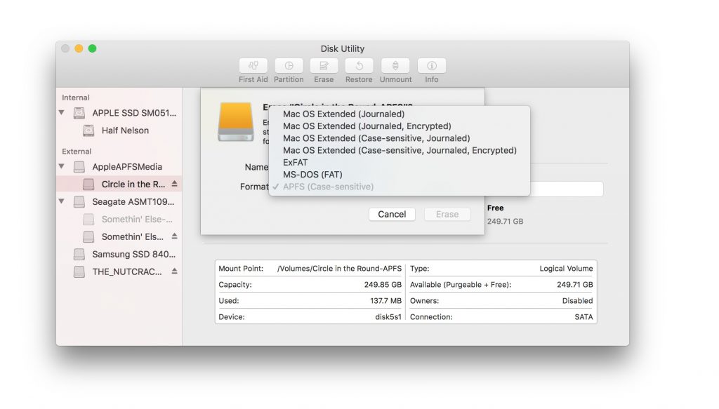 APFS and Disk Utility