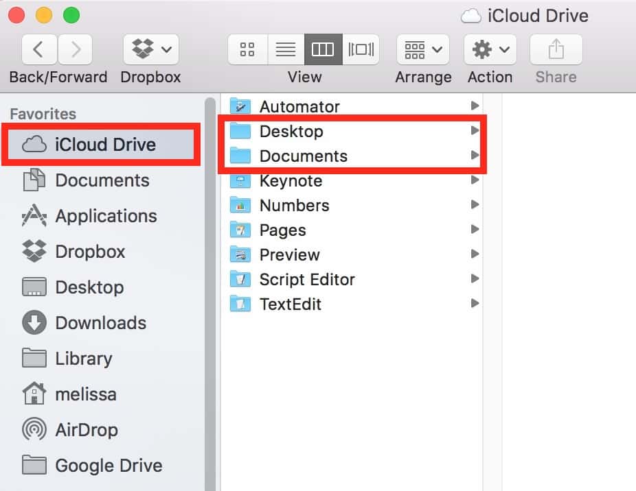 The Finder shows where your Desktop and Documents files are in iCloud Drive so you can copy them back to your Mac