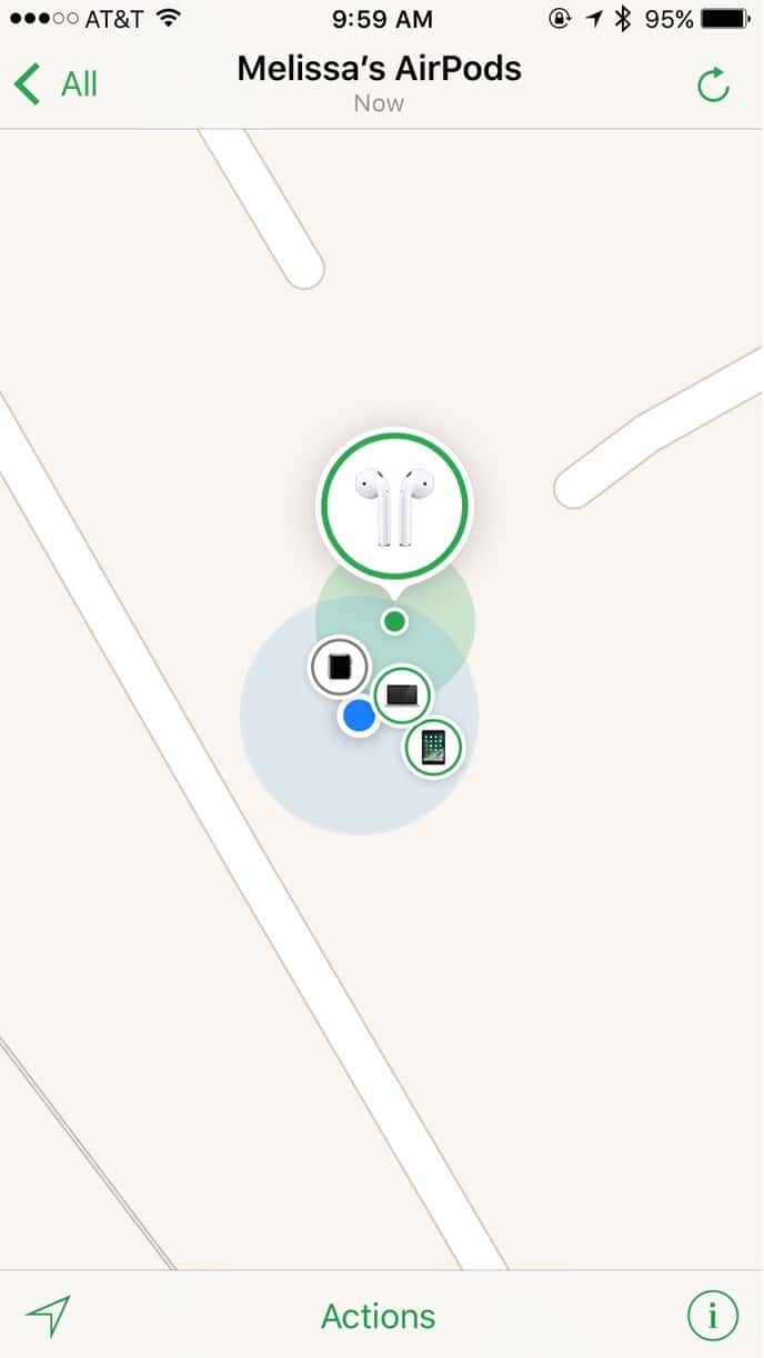 Use the Find my iPhone app to show the location of your AirPods