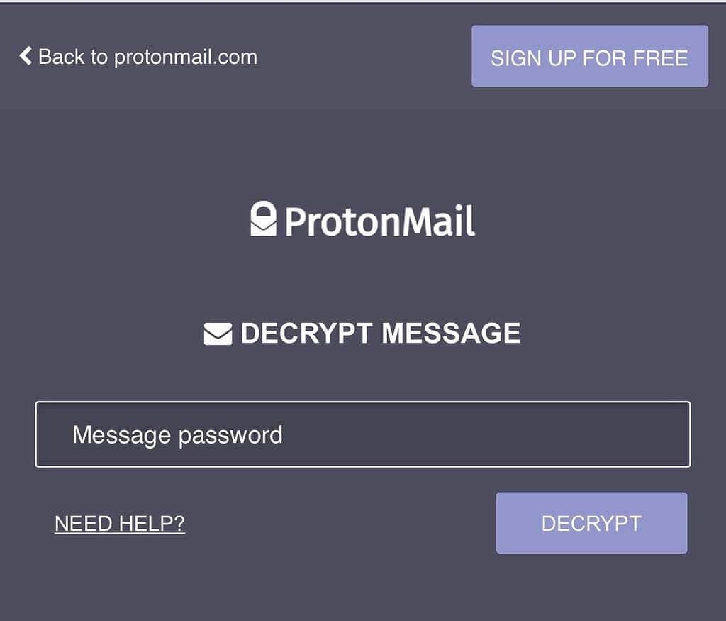 ProtonMail Entering Password