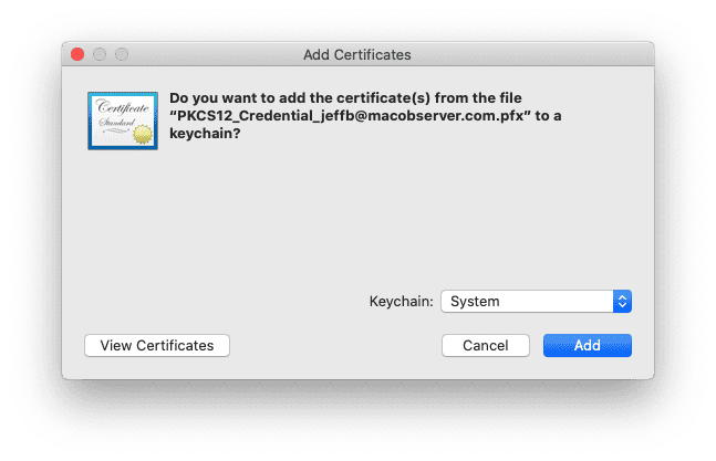 Installing an S/MIME Certificate on macOS Catalina