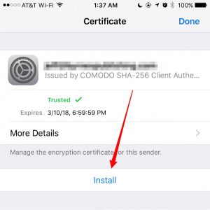 A certificate in iOS - encrypting email with iOS Mail