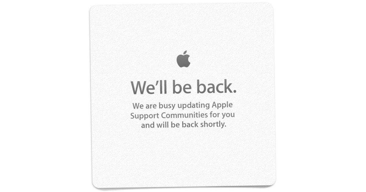 Apple Support Forums Down, Possibly for Update