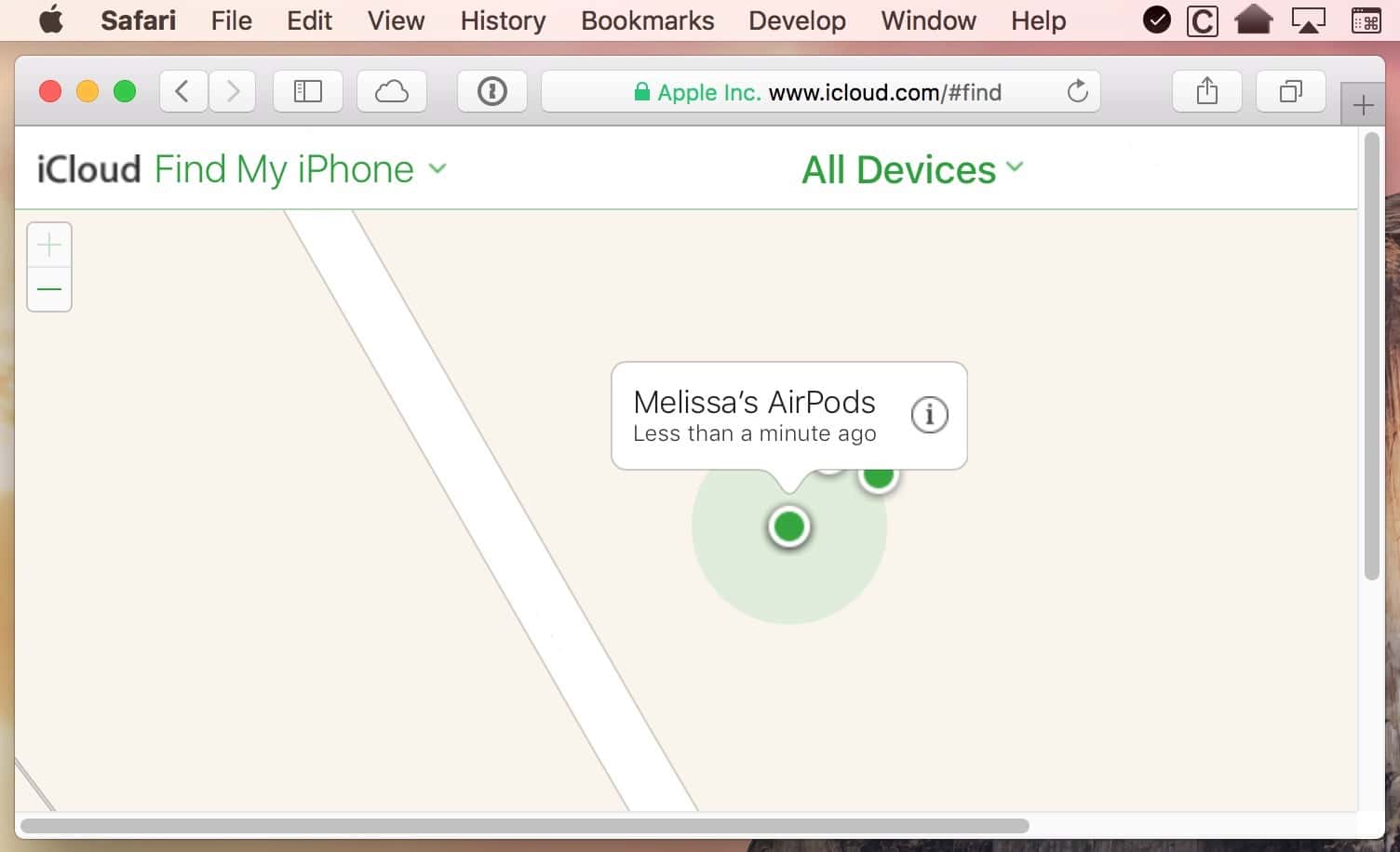 iCloud.com includes a Find my iPhone page you can use to locate your AirPods