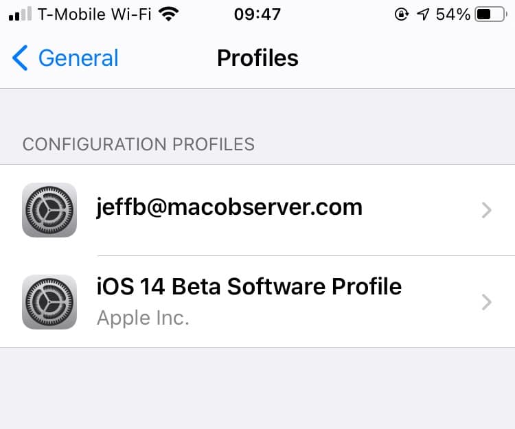 Listing of Profiles in iOS - sending encrypted email in iOS Mail