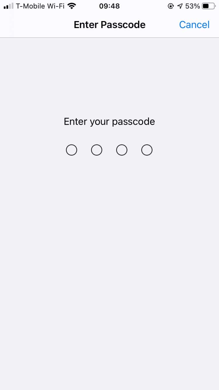 Entering your passcode to delete the profile - encrypting email with iOS Mail