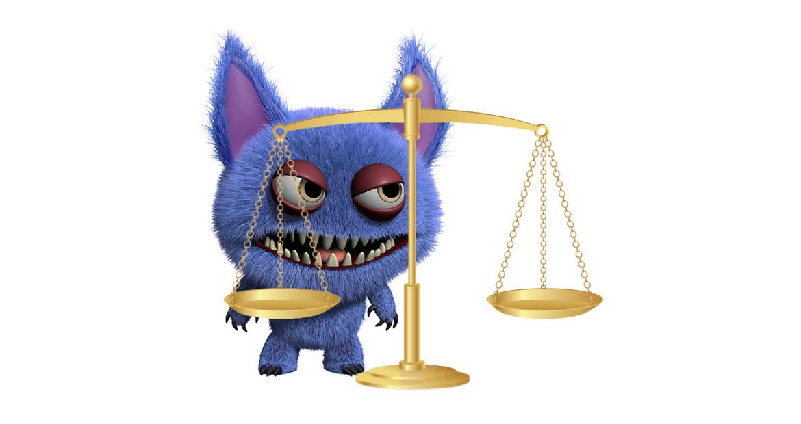 A troll unhappy with the scales of justice