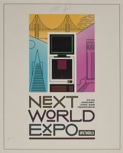 Steve Jobs autographed NeXTWORLD poster