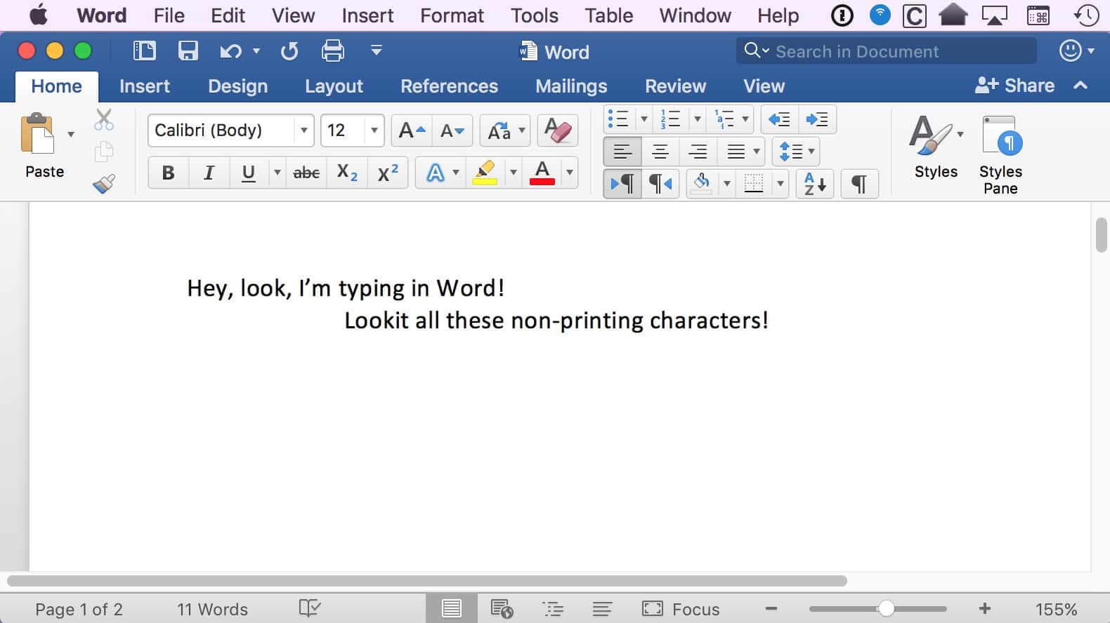 how to show hidden text in word on mac 2016