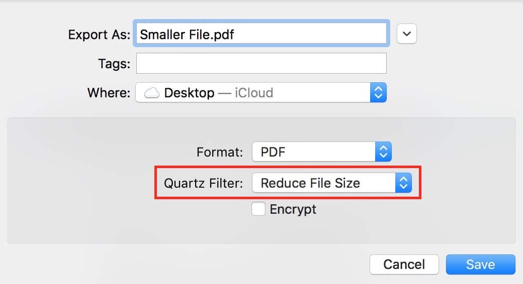 The Reduce File Size option in Preview's Export option