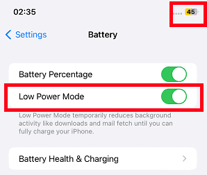 Low power mode