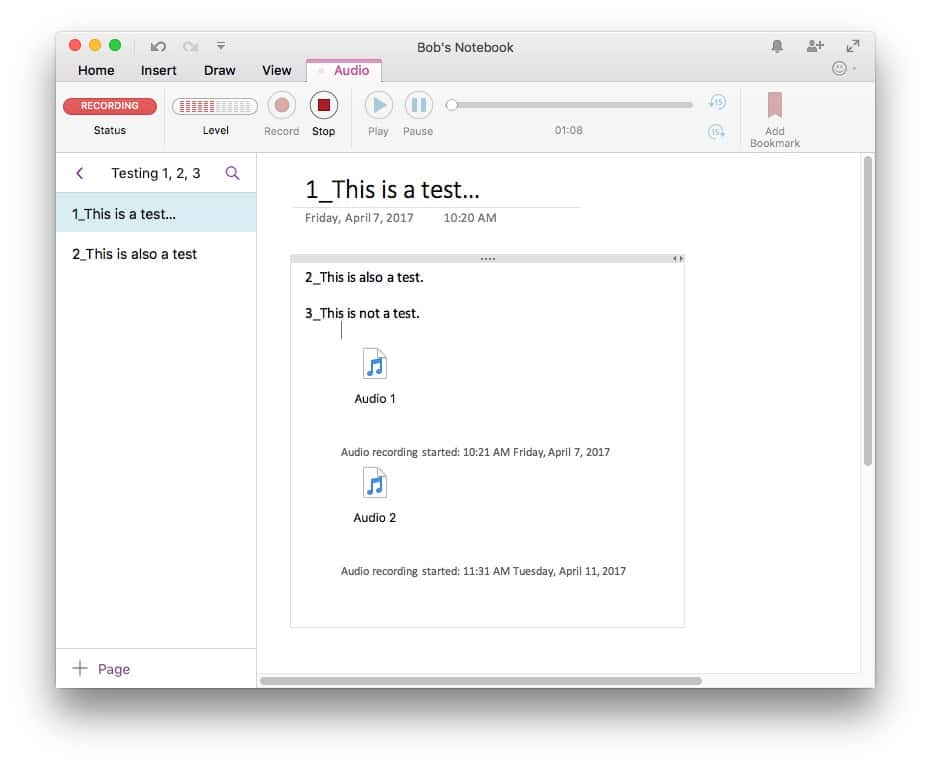 OneNote lets you record audio and type notes, but its interface and implementation are clumsy. 