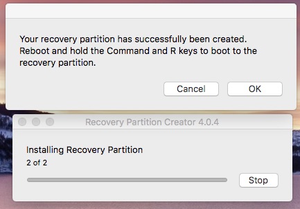 Recovery Partition Creator done installing