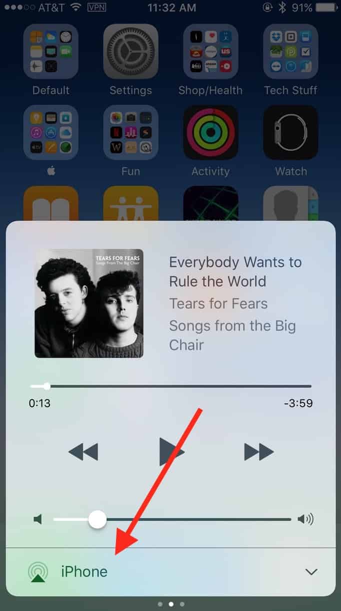 Speaker Option in iOS for seeing AirPods battery level