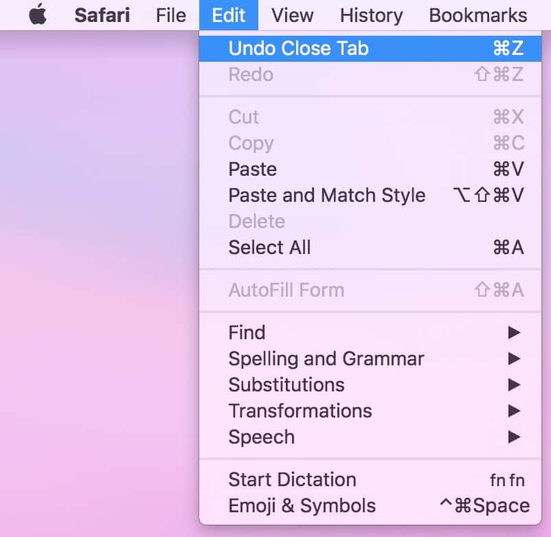 undo close tabs safari