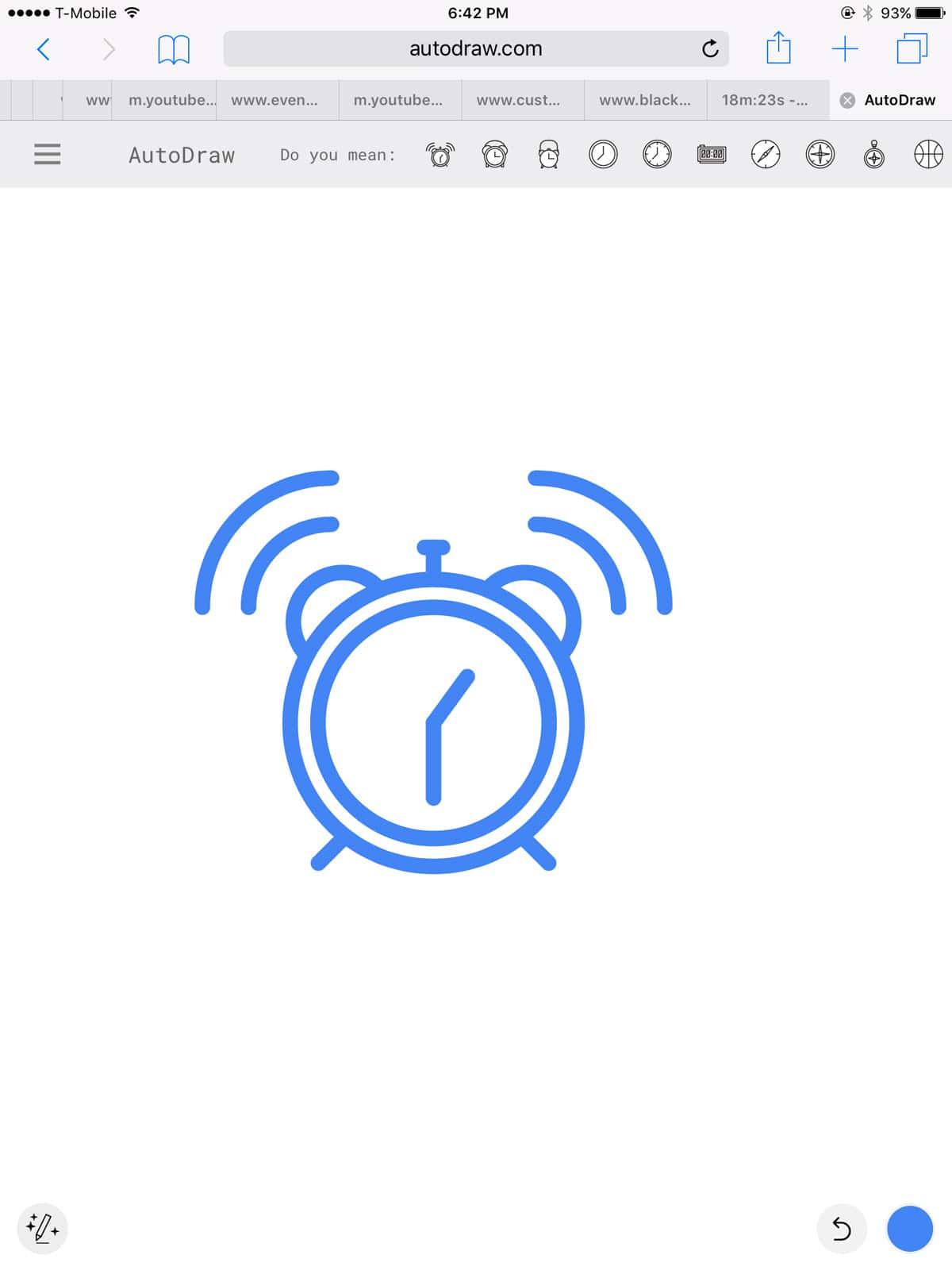 AutoDraw Suggestion of a clock
