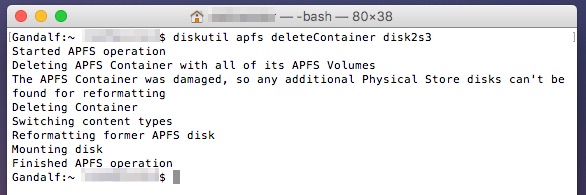 Delete your APFS partition