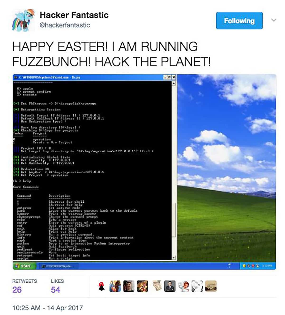 Screenshot from FUZZBUNCH cache dump tweet