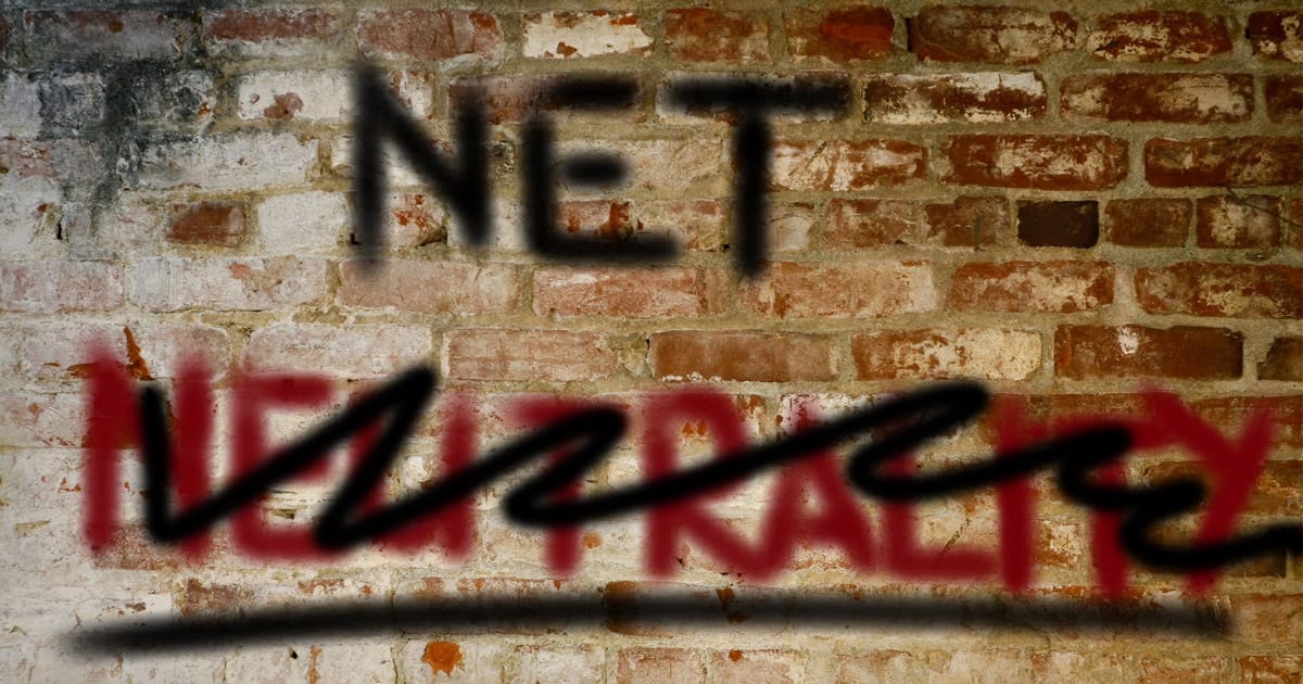 Net Neutrality graffiti on a brick wall