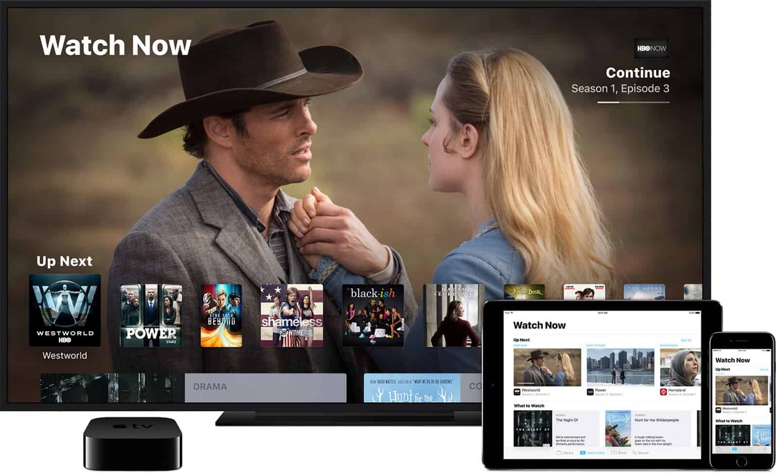 Apple's TV app on multiple devices, now including the Crackle app.