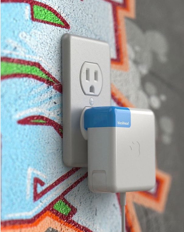 Blockhead snaps onto your Apple charger so it sits flat against the wall. 