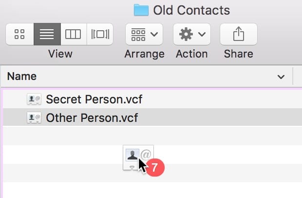 Dragging Cards out of Contacts creates Vcards