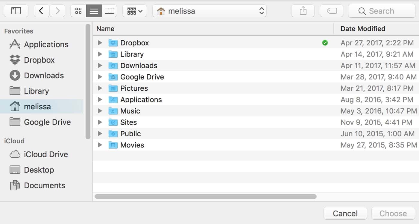 Use the File Picker dialog to select which files to upload to your iCloud Drive