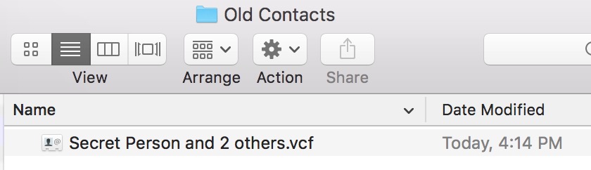 Choose a location to save the VCF File with the contacts you selected to archive