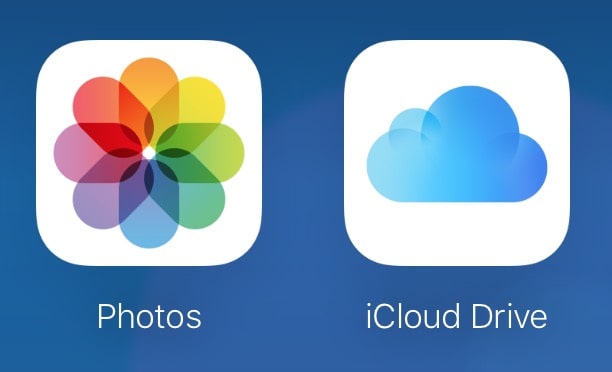 Choose Photos or iCloud Drive in the iCloud browser window to choose what to upload