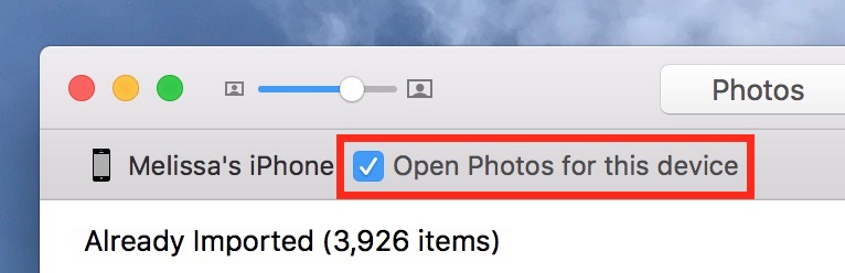Uncheck Open Photos Photos for this device to stop Photos from launching when your iPhone is connected to your Mac