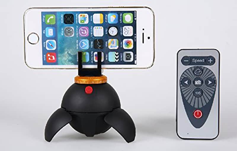 The Polaroid EyeBall rotates your iPhone (or other camera) smoothly via remote control. 